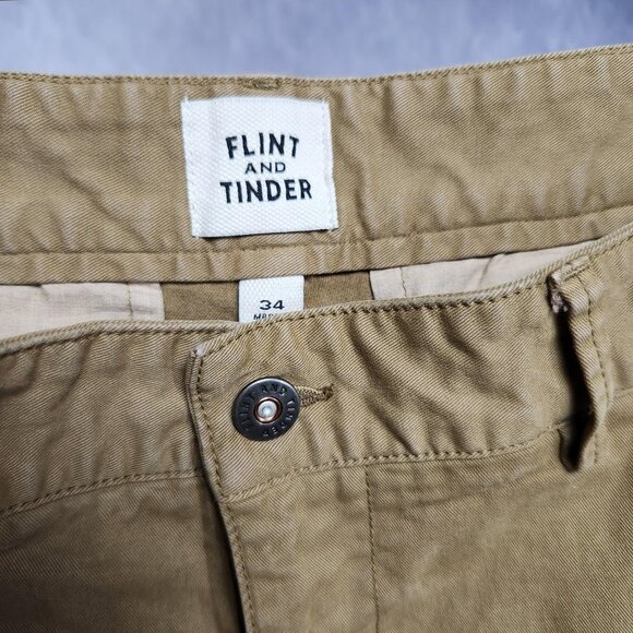 Flint and Tinder Shorts Mens 34 Brown Khaki Casual Chino Classic Summer Zip Fly - Picture 4 of 11
